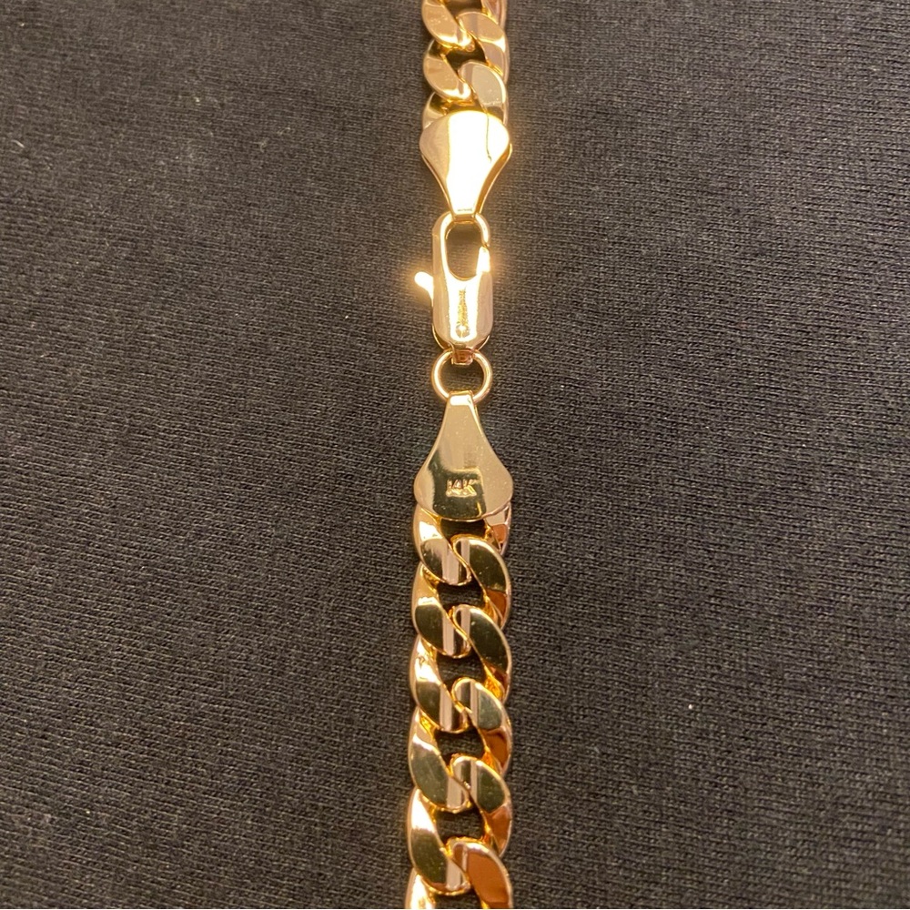 Gold Chain Cuban Link Necklace 24in 10mm and Matching Cuban Link Bracelet 8in - Picture 5 of 7
